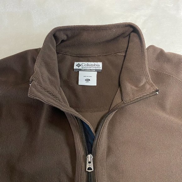 Columbia Mens XXL Long Sleeve Quarter Zip Mock Neck Outdoor Sweater Brown 2XL - Picture 4 of 10
